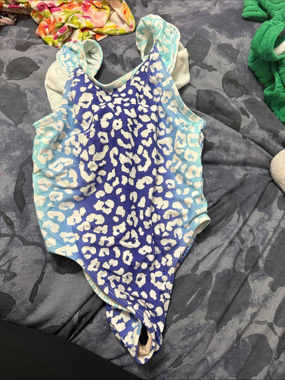 Girls' Blue Ombre Leopard-Print One-Piece Swimsuit